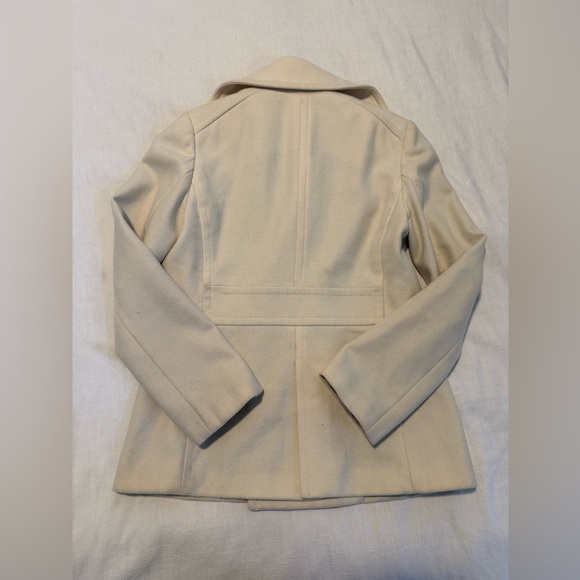 J. Crew Women's Warm 100% Wool Classic Collared Peacoat Cream Size Small - Picture 2 of 6